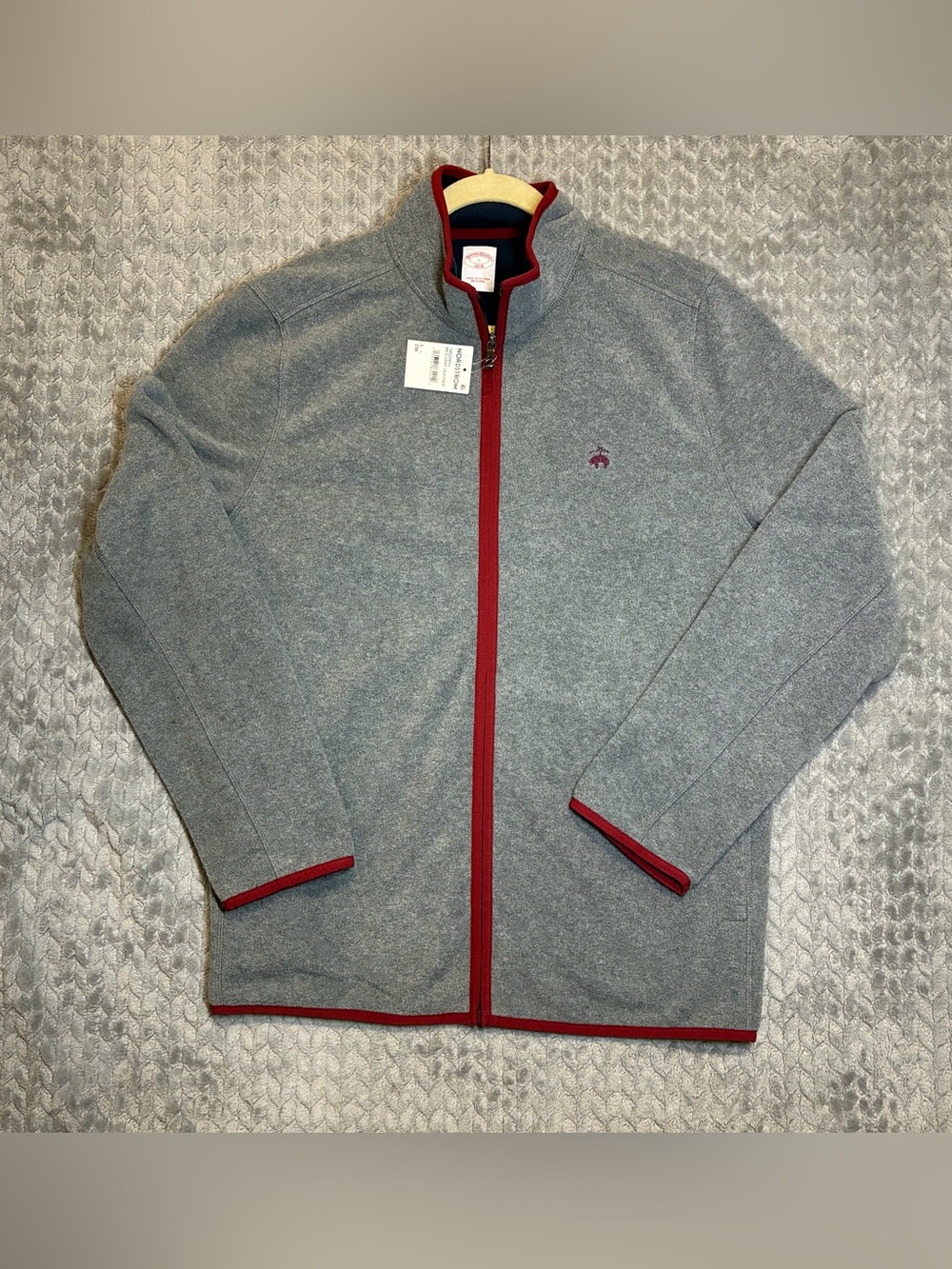 Brooks Brothers Gray Zip-Front Jacket with Red Trim
